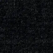 Black fabric sample with dense woven texture, speckled with light-colored flecks, exhibiting a subtle vertical rib and matte finish.